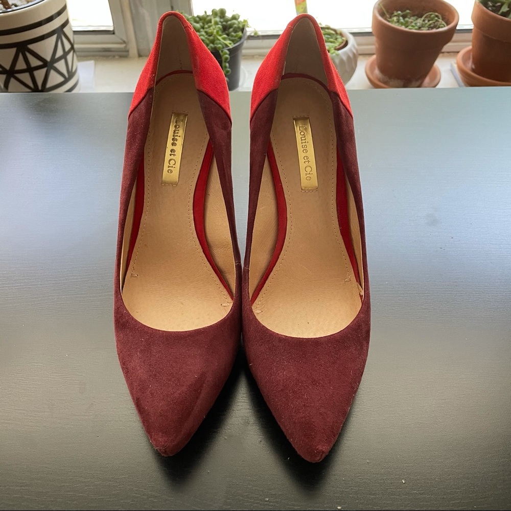 Louise et Cie Suede Red Colorblock Heels